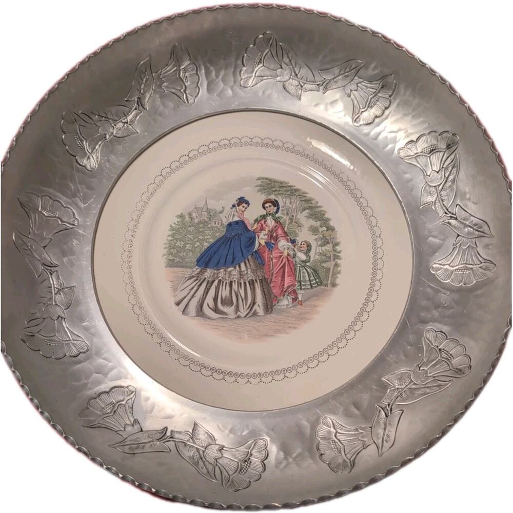 Vintage Farberware Brooklyn NY Wrought Ware Floral Rim Decorative Charger Plate